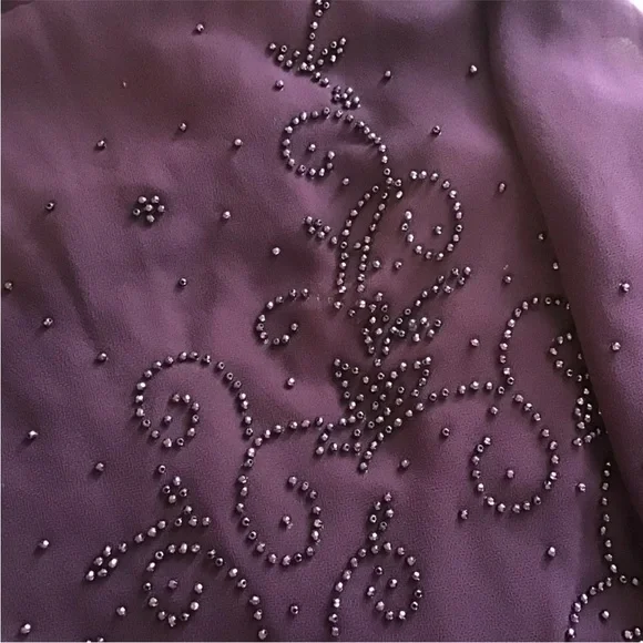 R And M Richards Beaded Two Piece Dress Jacket Eggplant Purple Maxi Size 18 - Picture 9 of 14